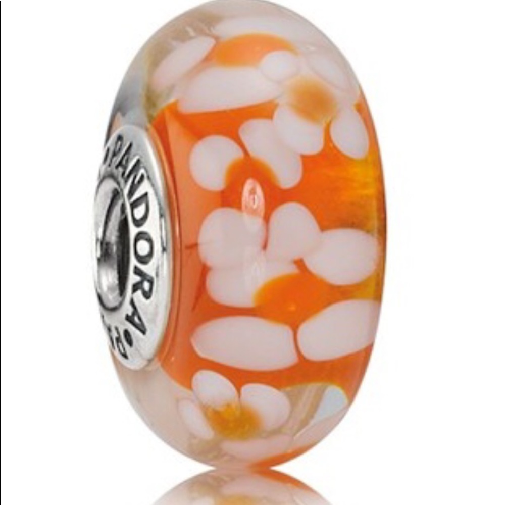❤️Only today!!Pandora Orange Flower Murano Charm